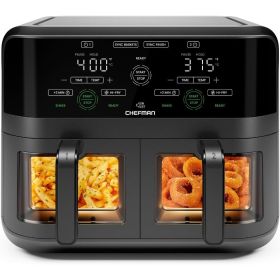 6 Quart Dual Basket Air Fryer Oven with Easy View Windows, Sync Finish, Hi-Fry, Auto Shutoff, 2 Independent 3Qt Nonstick