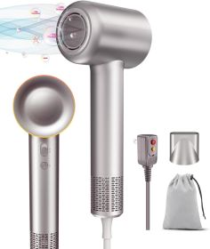 Hair Dryer, 150000 RPM High Speed Brushless Motor, 1600W Negative Ionic Low Noise Blow Dryer, Portable Hair Dryer (Color: Grey)