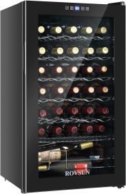 18 Bottle Wine Fridge, Freestanding Compressor Wine Cooler Refrigerator, Beverage Wine Chiller with Digital Temperature Control (Color: 34 Bottle, Plug Type: us)