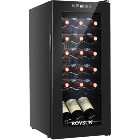18 Bottle Wine Fridge, Freestanding Compressor Wine Cooler Refrigerator, Beverage Wine Chiller with Digital Temperature Control (Color: 18 Bottle, Plug Type: us)