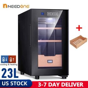 NEEDONE Humidor 23L with Cooling and Heating Temperature Control System Electric Cooler for 150 Counts with Digital Hygrometer (Color: Humidor wtih Tray, Plug Type: us)