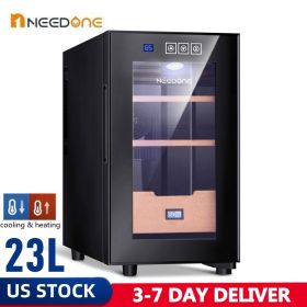 NEEDONE Humidor 23L with Cooling and Heating Temperature Control System Electric Cooler for 150 Counts with Digital Hygrometer (Color: NO-23B Humidor, Plug Type: us)